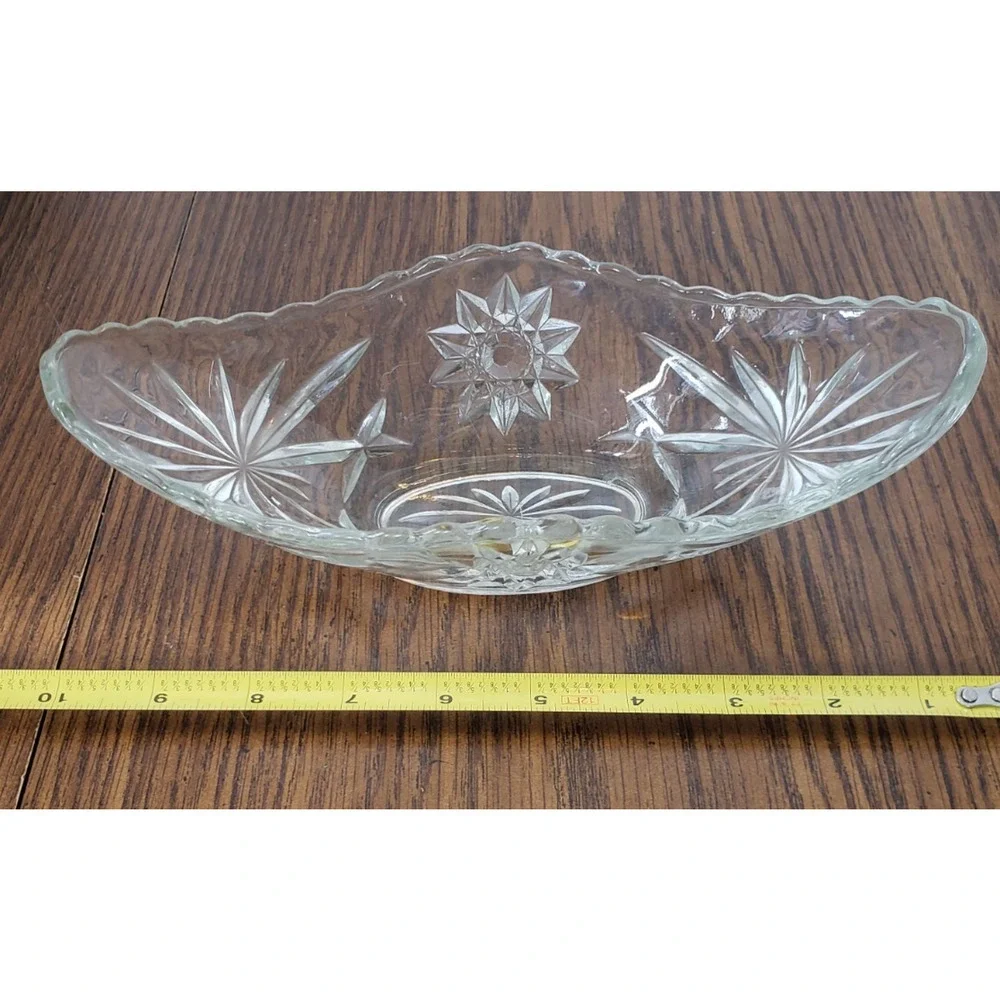 Vintage Anchor Hocking Small Relish Boat Prescut Star Pattern Clear
